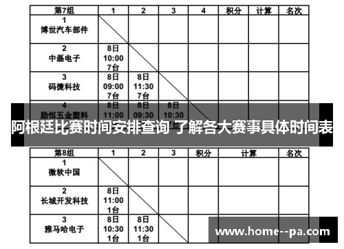 阿根廷比赛时间安排查询 了解各大赛事具体时间表
